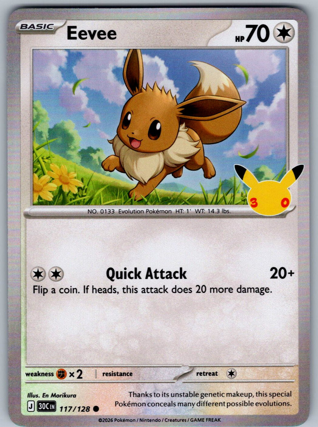 Eevee 117/128 ME: 30th Celebration Pokemon Holo