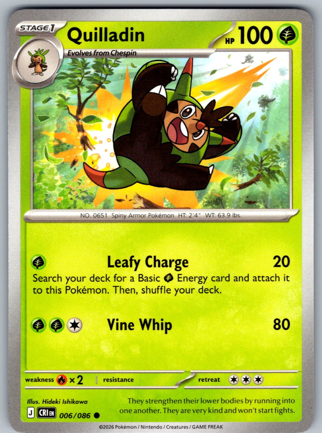 Quilladin 006/086 Chaos Rising Pokemon
