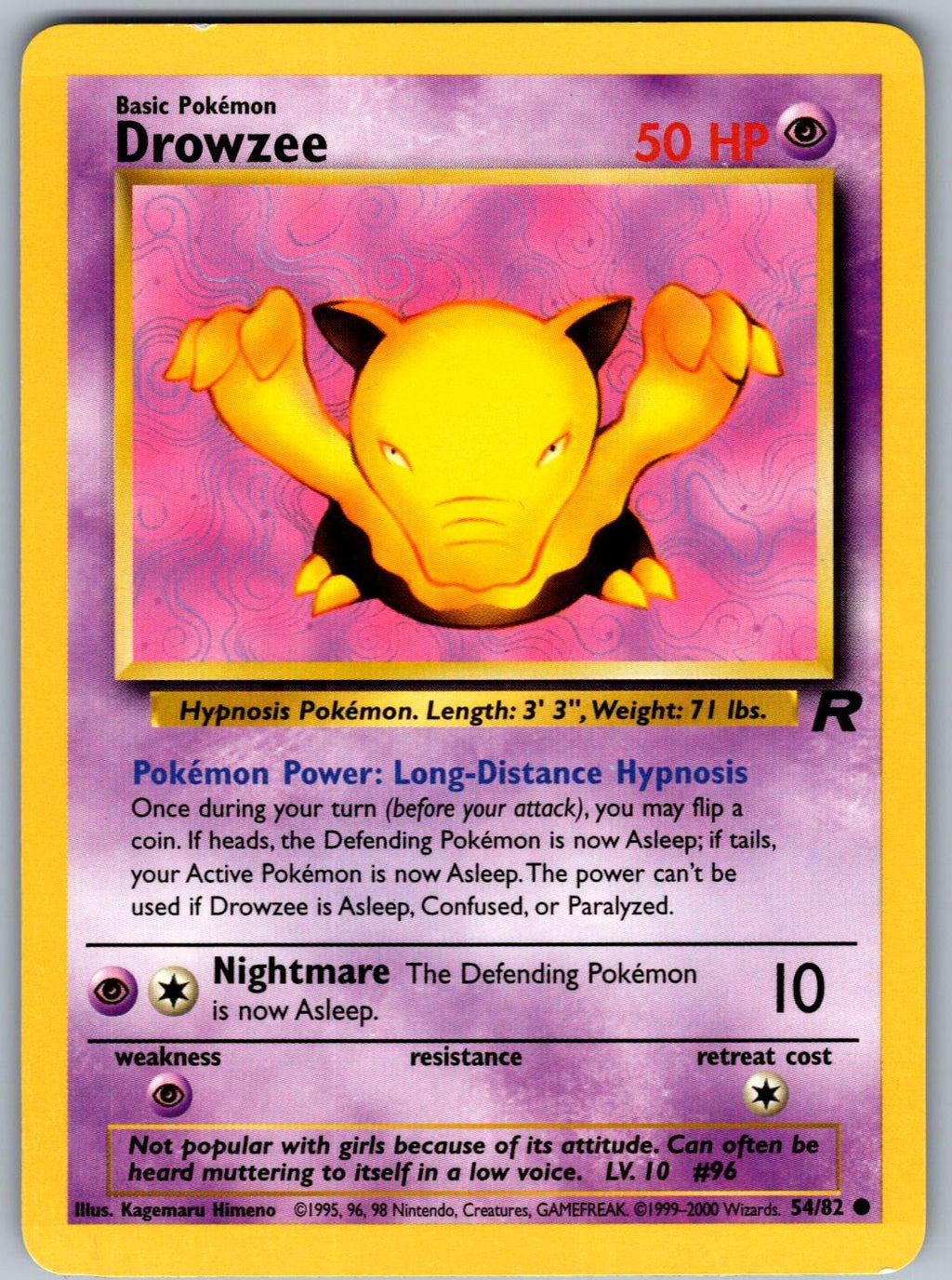 Drowzee 54/82 Team Rocket Pokemon Unlimited