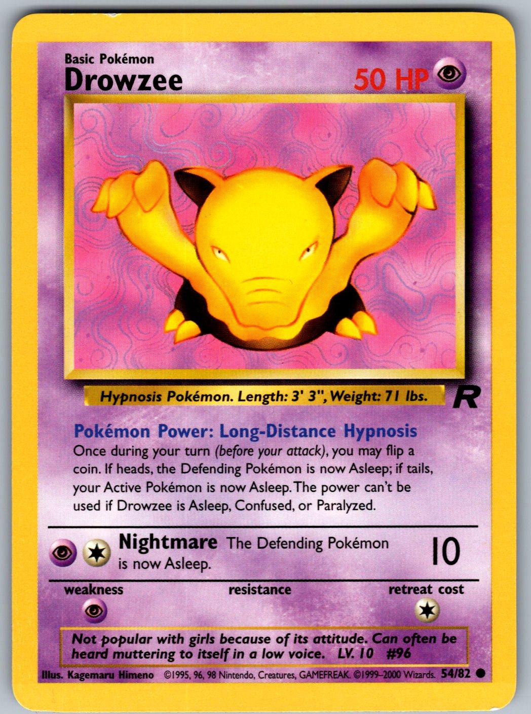 Drowzee 54/82 Team Rocket Pokemon Unlimited