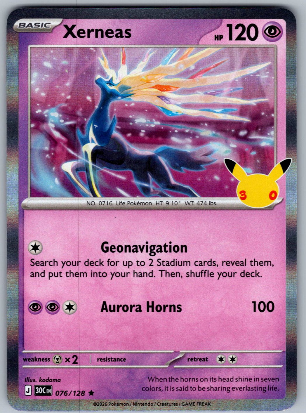 Xerneas 076/128 ME: 30th Celebration Pokemon Holo