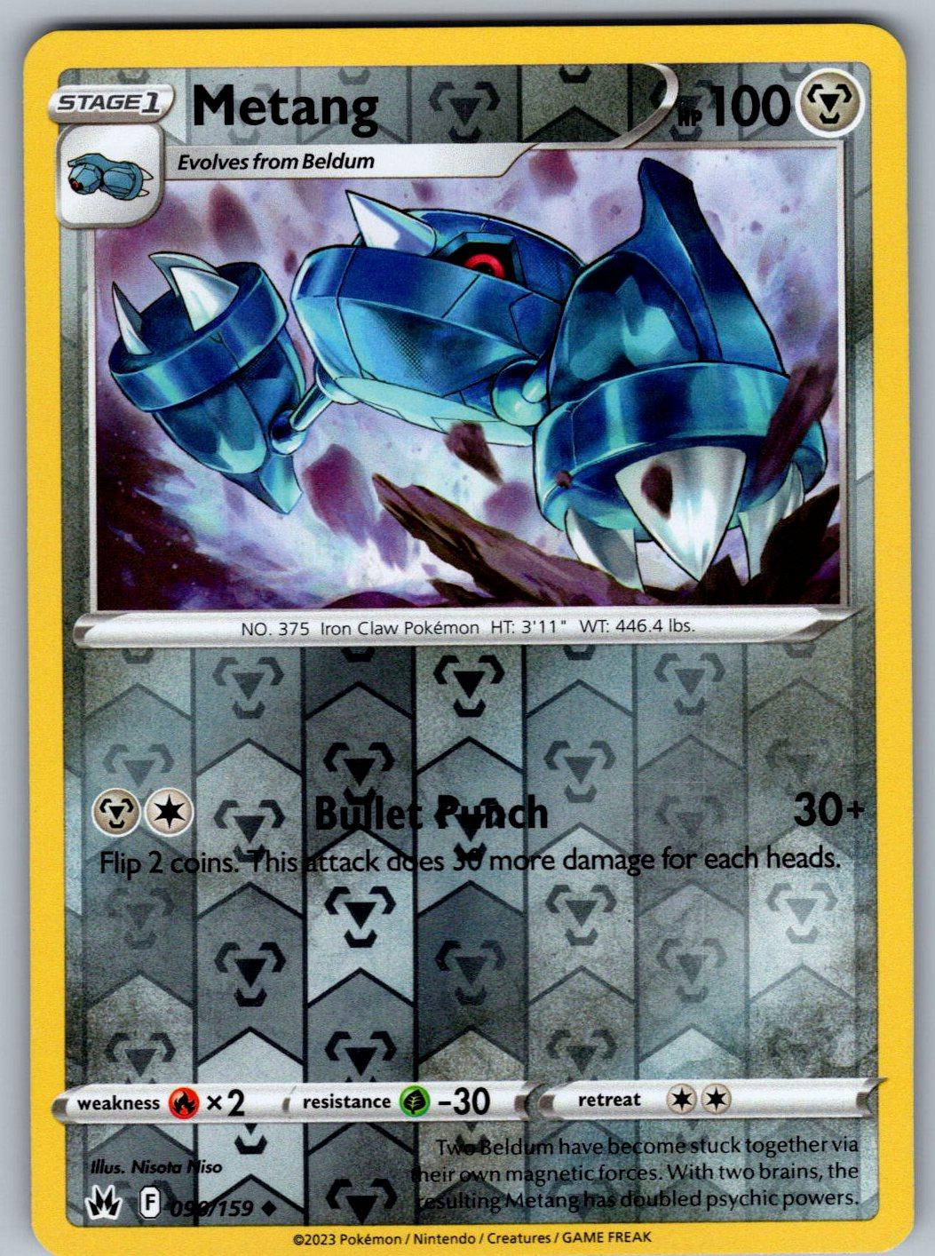 Metang 090/159 Crown Zenith Pokemon Reverse Holo