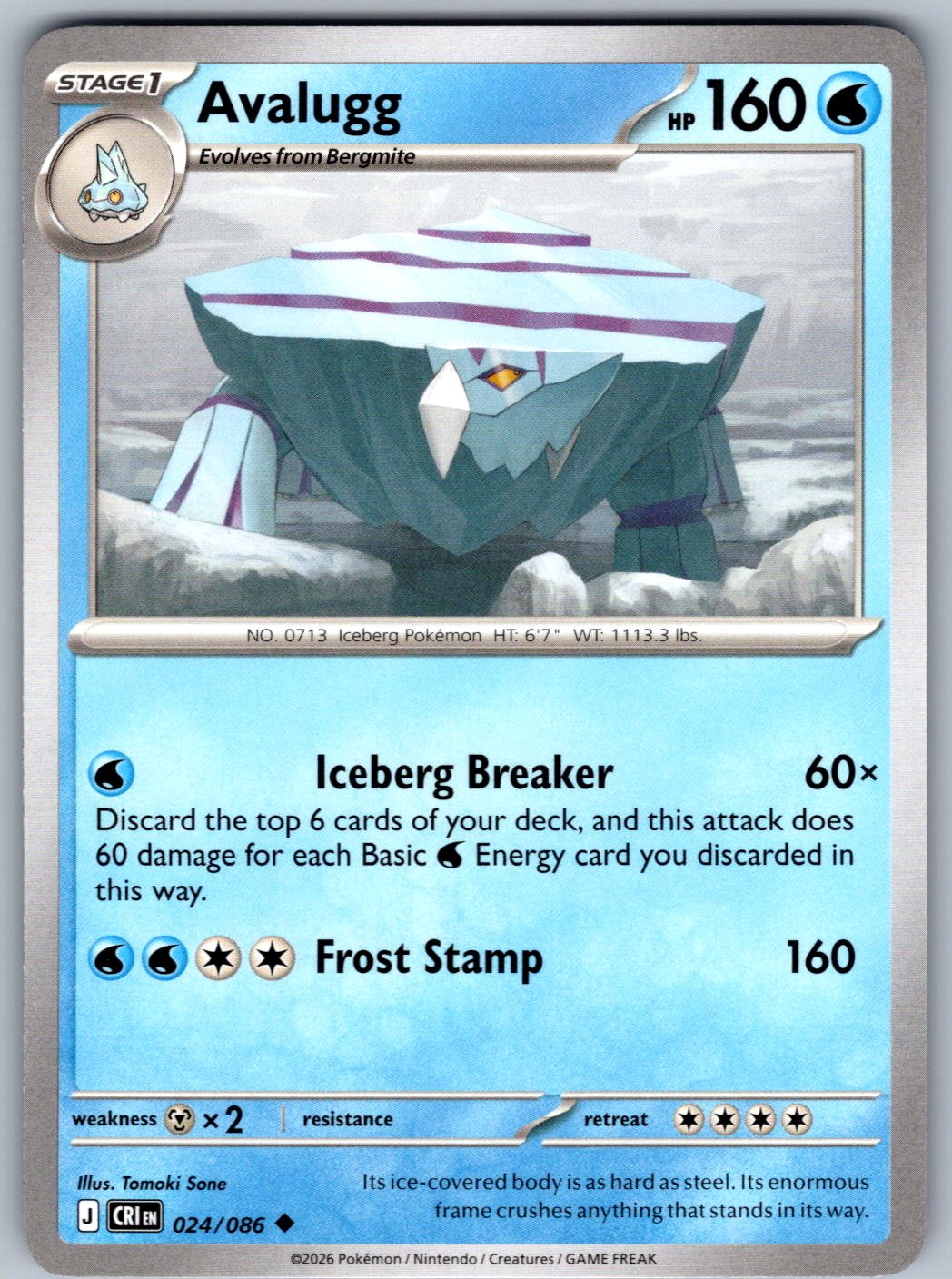 Avalugg 024/086 Chaos Rising Pokemon