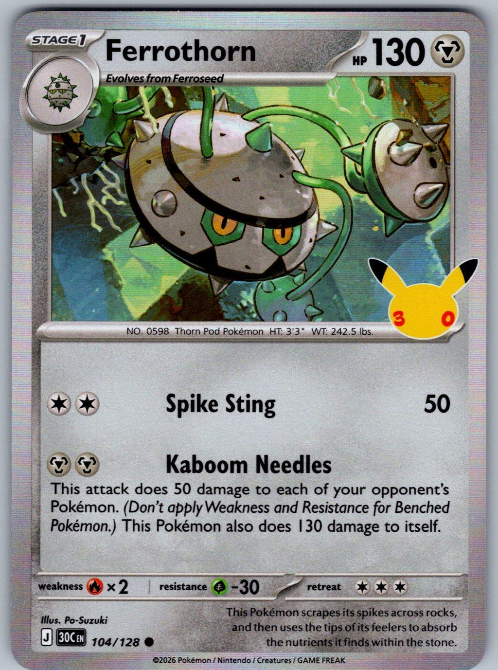 Ferrothorn 104/128 ME: 30th Celebration Pokemon Holo