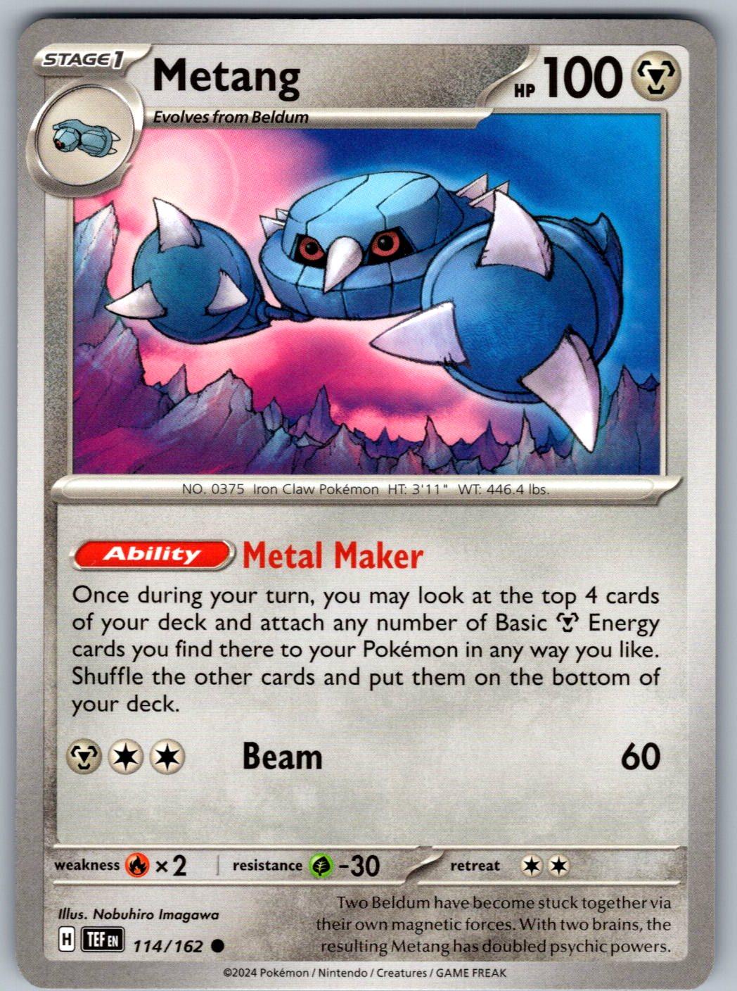 Metang 114/162 Temporal Forces Pokemon