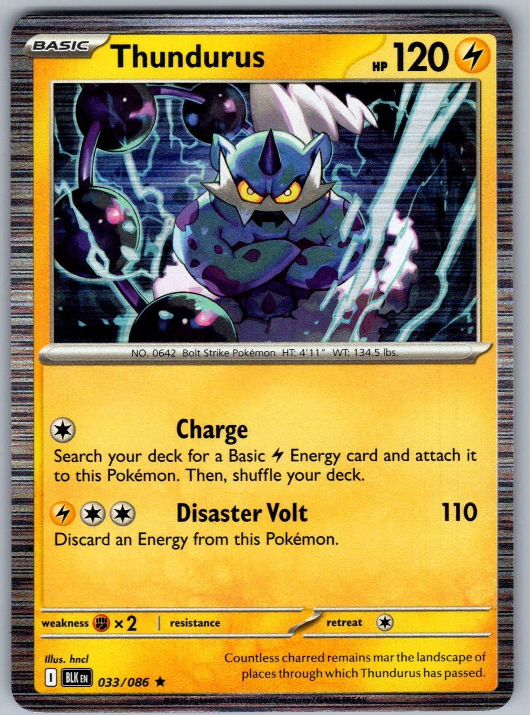 Thundurus 033/086 Black Bolt Pokemon Holo