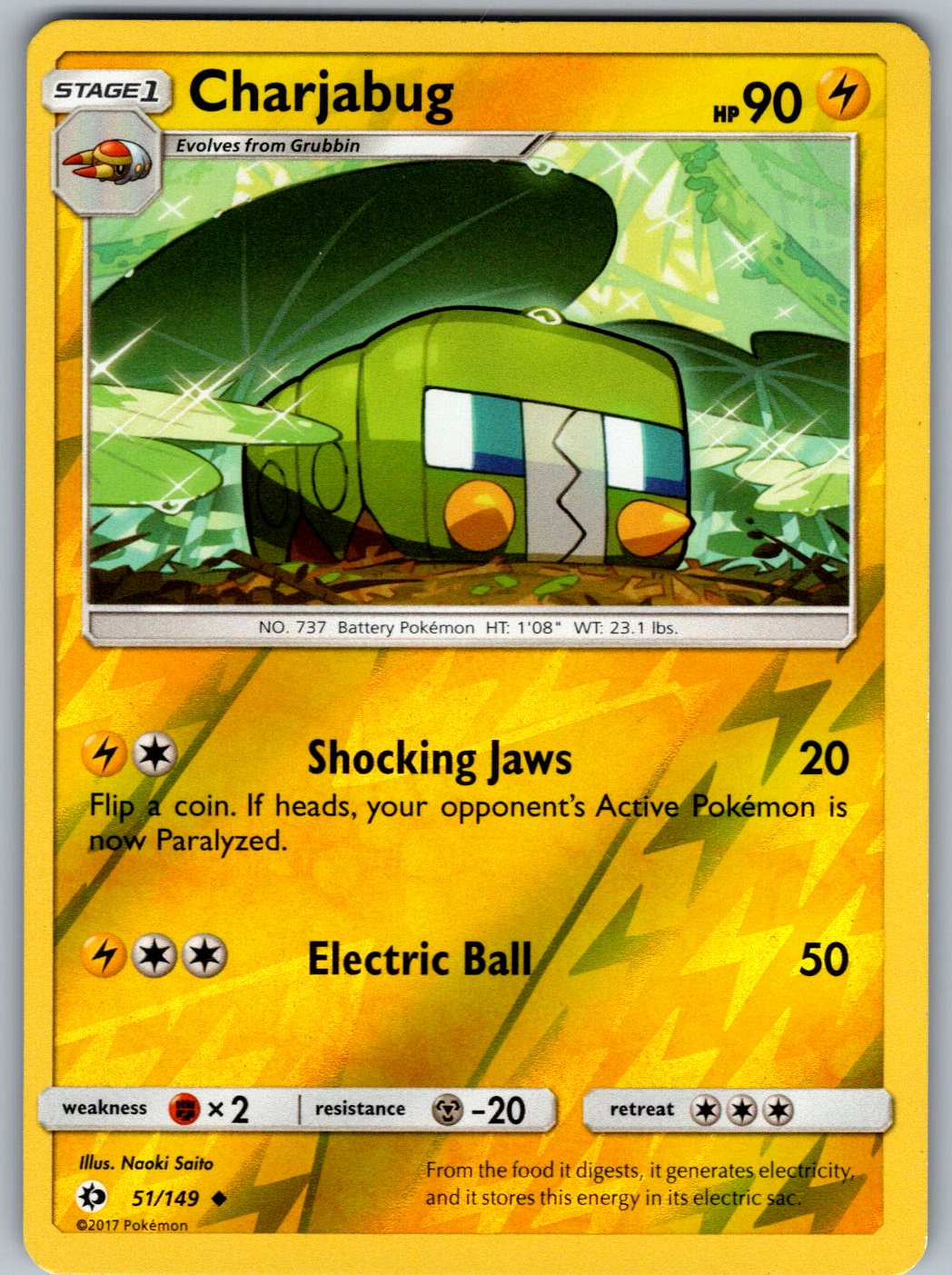 Charjabug 51/149 SM Base Set Pokemon Reverse Holo