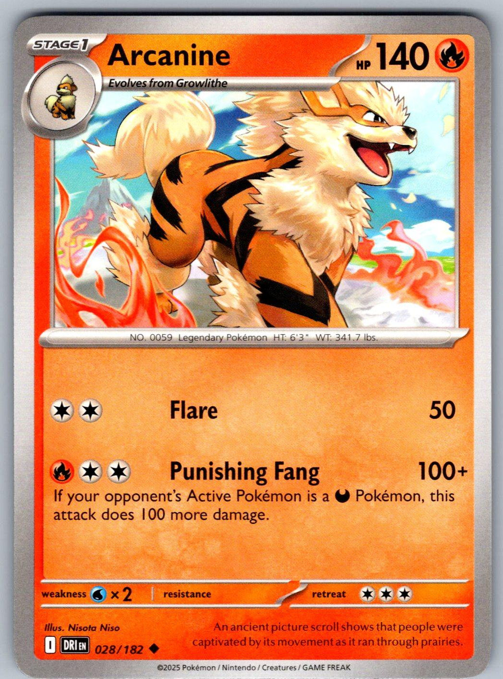 Arcanine 028/182 Destined Rivals Pokemon