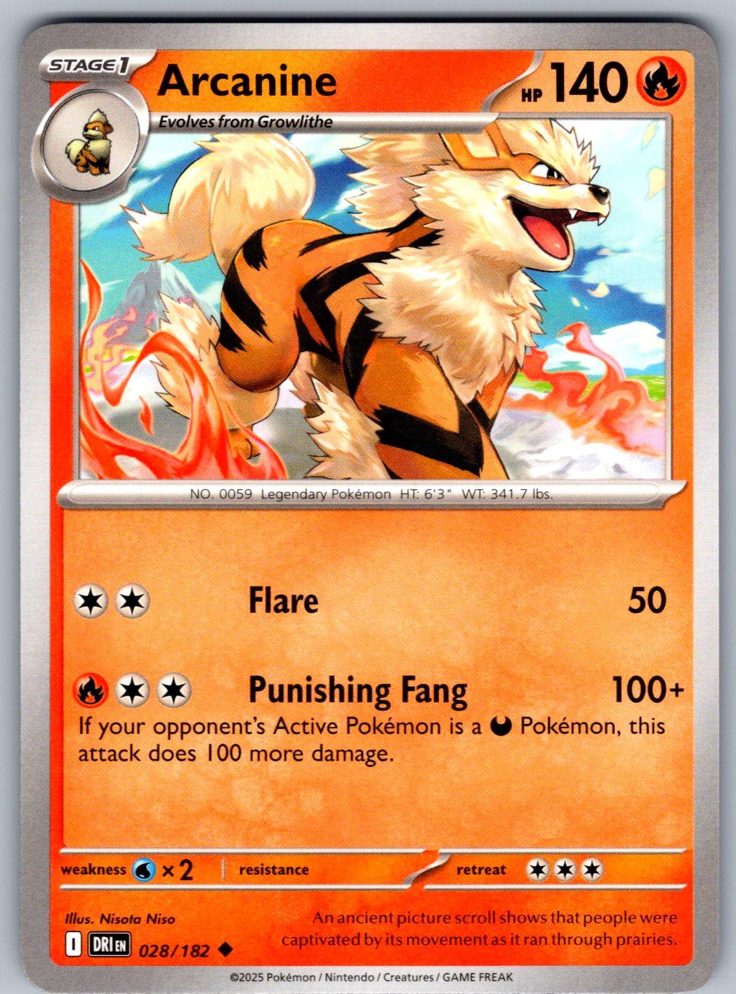 Arcanine 028/182 Destined Rivals Pokemon