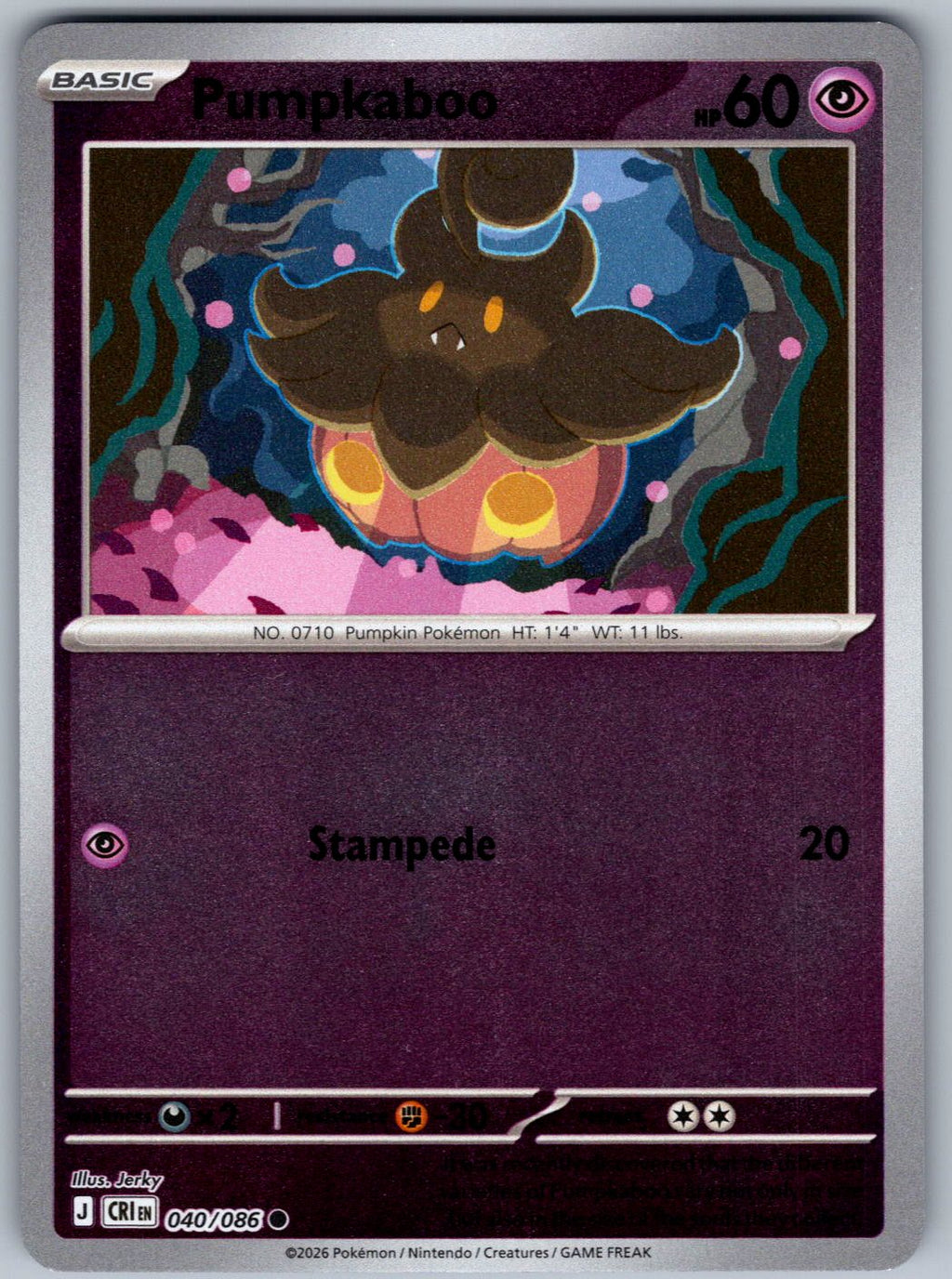 Pumpkaboo 040/086 Chaos Rising Pokemon Reverse Holo