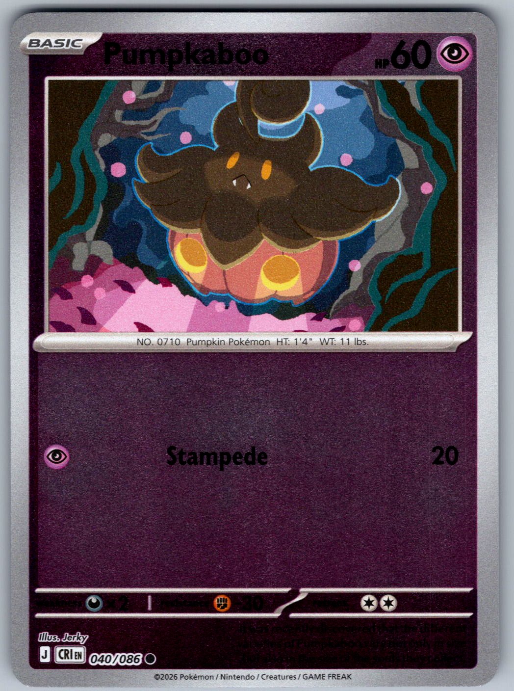 Pumpkaboo 040/086 Chaos Rising Pokemon Reverse Holo