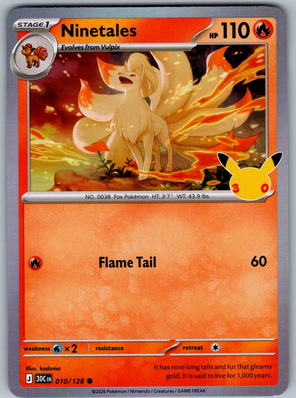 Ninetales 010/128 ME: 30th Celebration Pokemon Holo
