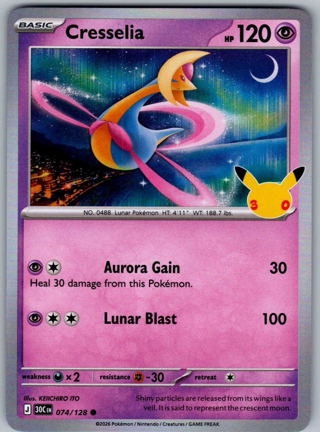 Cresselia 074/128 ME: 30th Celebration Pokemon Holo