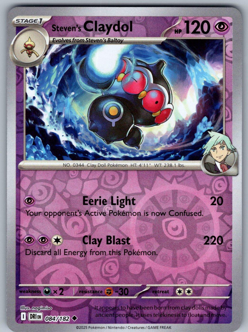 Steven's Claydol 084/182 Destined Rivals Pokemon Reverse Holo