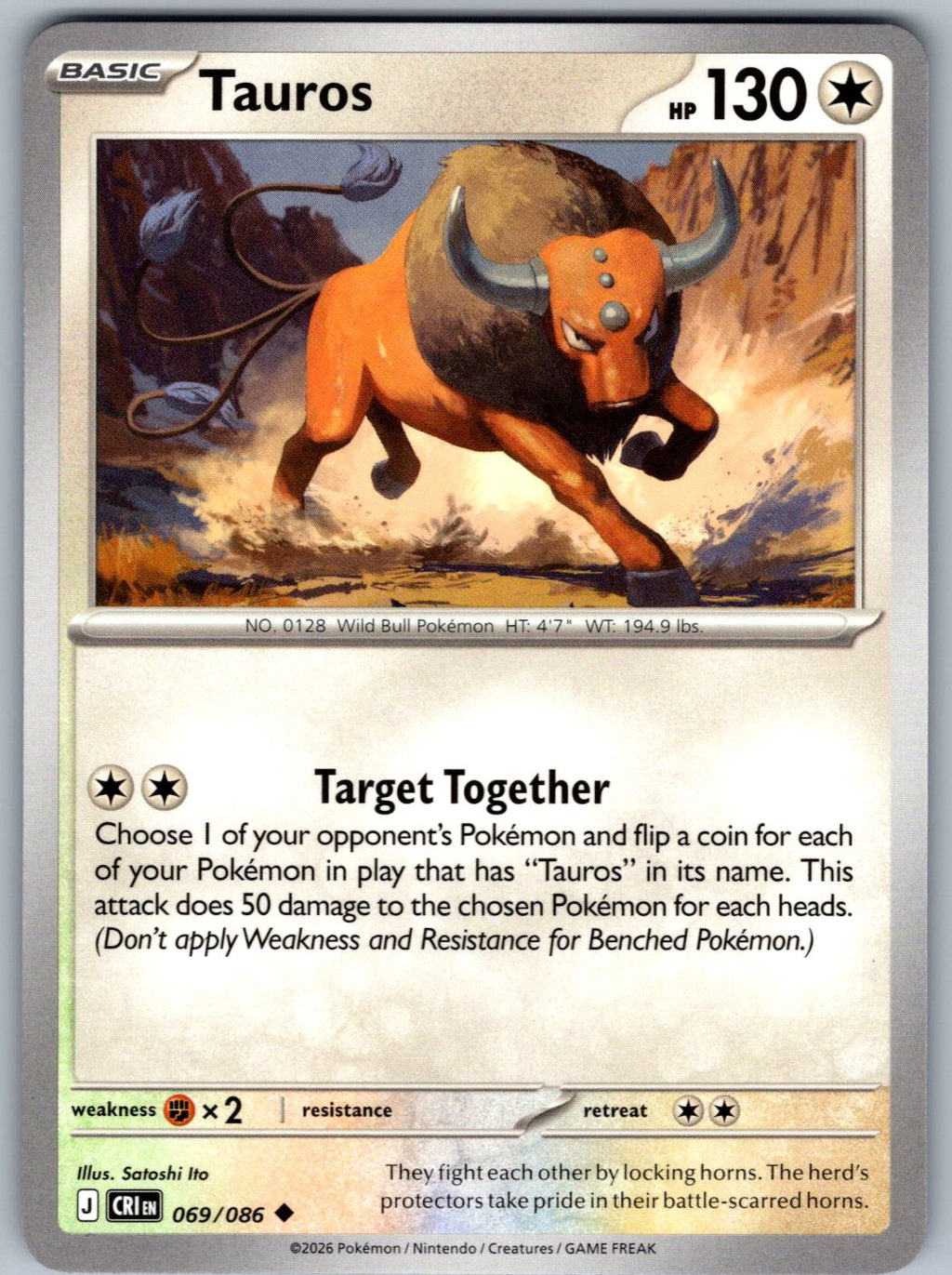 Tauros 069/086 Chaos Rising Pokemon