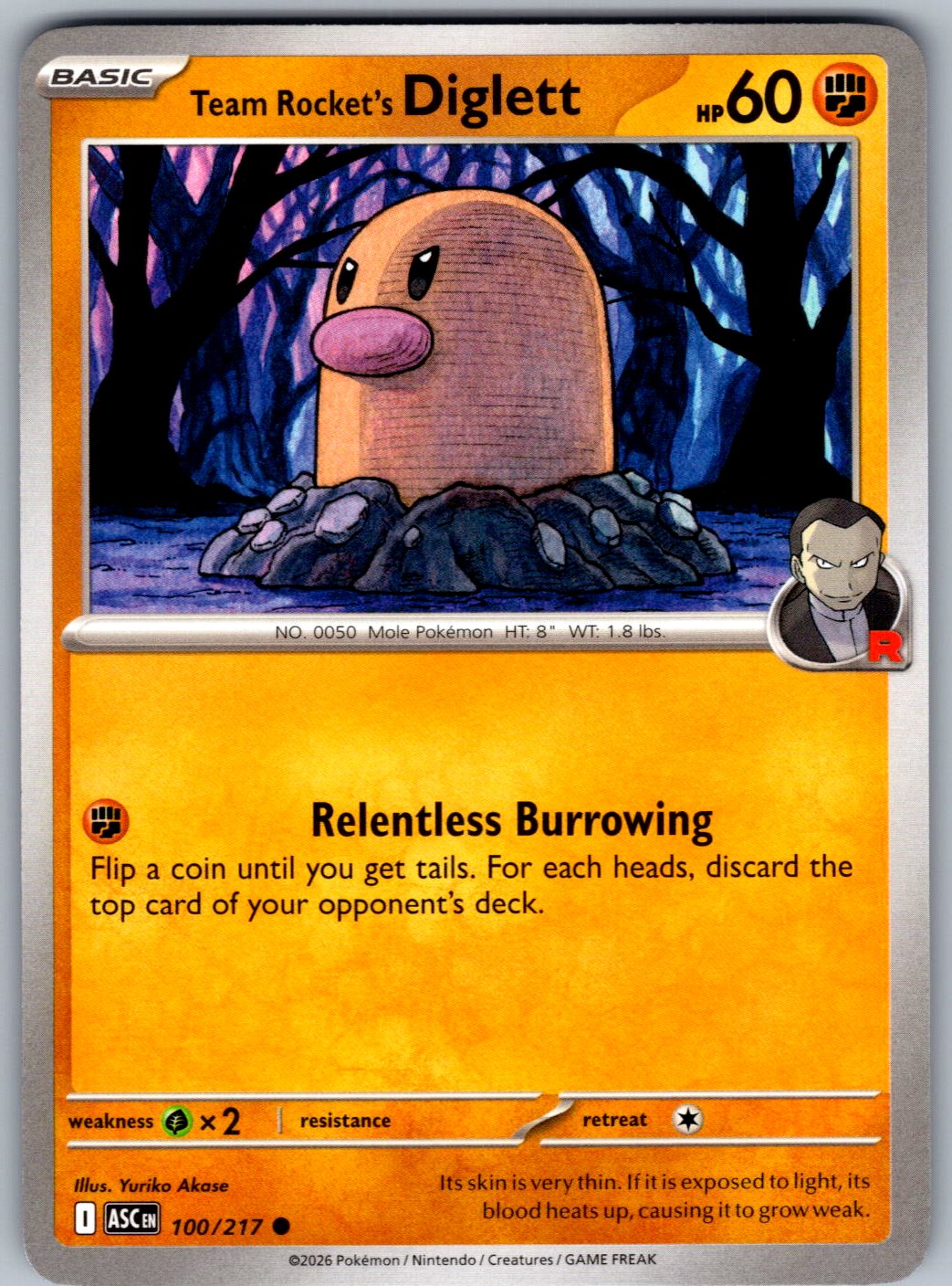 Team Rocket's Diglett 100/217 Ascended Heroes Pokemon