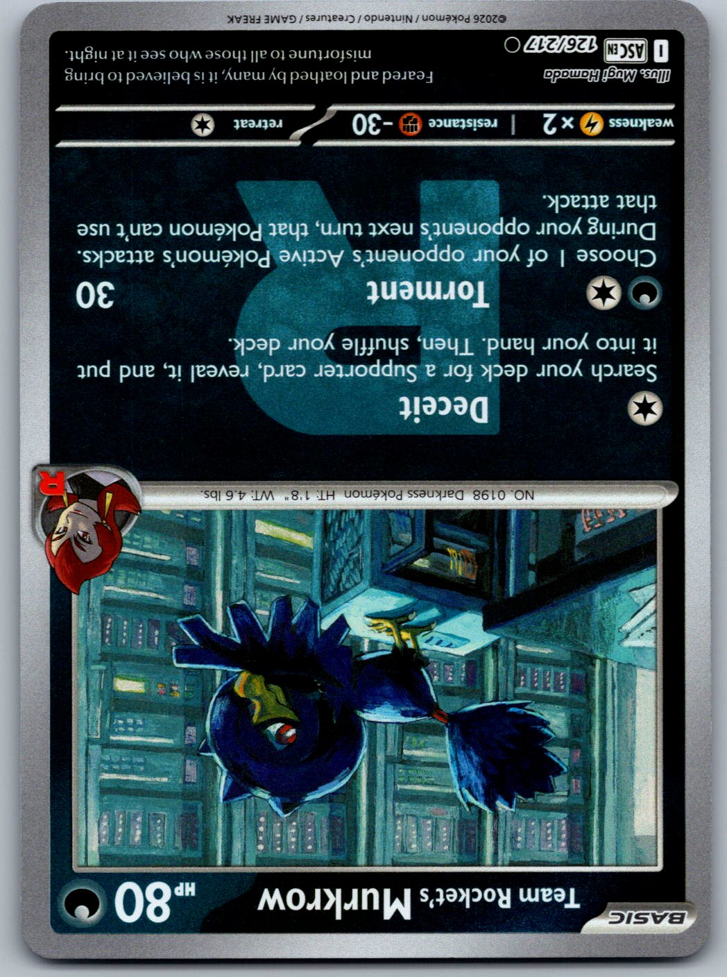 Team Rocket's Murkrow (Team Rocket) 126/217 Ascended Heroes Pokemon Reverse Holo