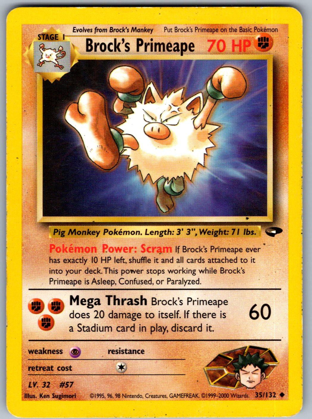 Brock's Primeape 35/132 Gym Challenge Pokemon Unlimited