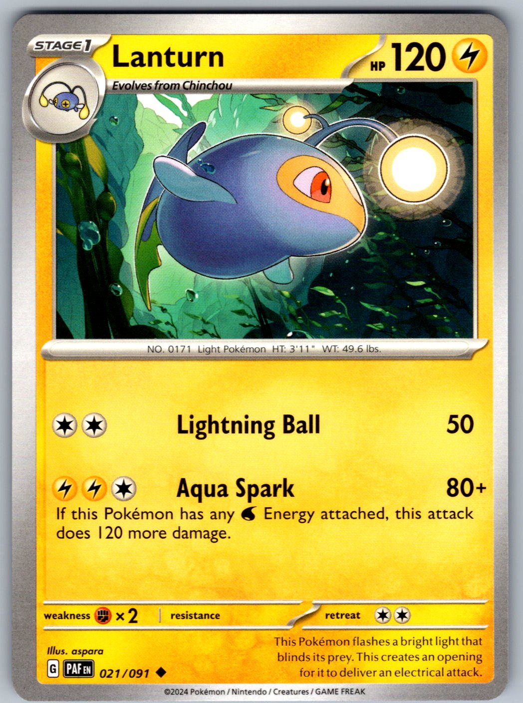 Lanturn 021/091 Paldean Fates Pokemon