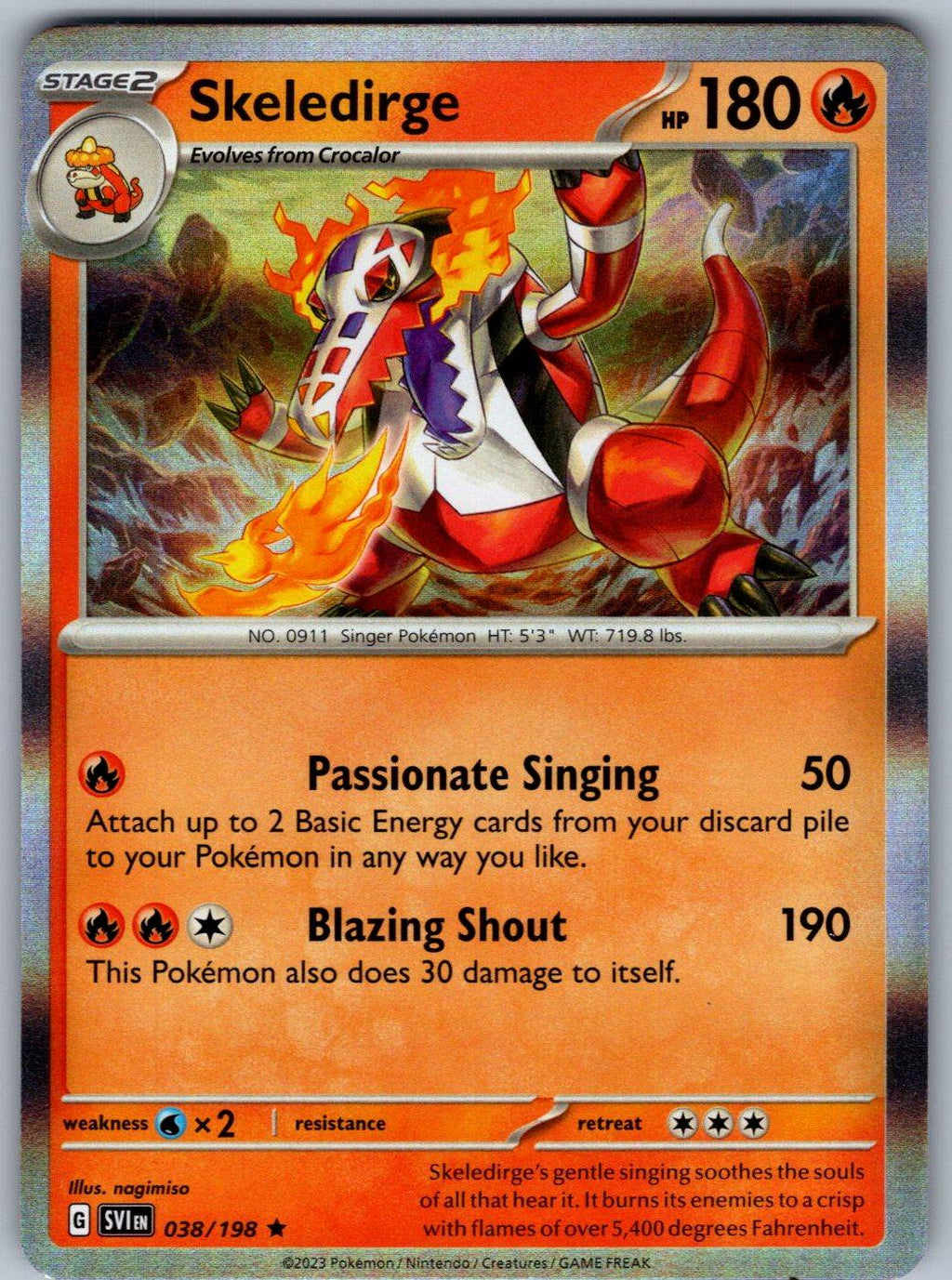 Skeledirge 038/198 Scarlet & Violet Pokemon Holo