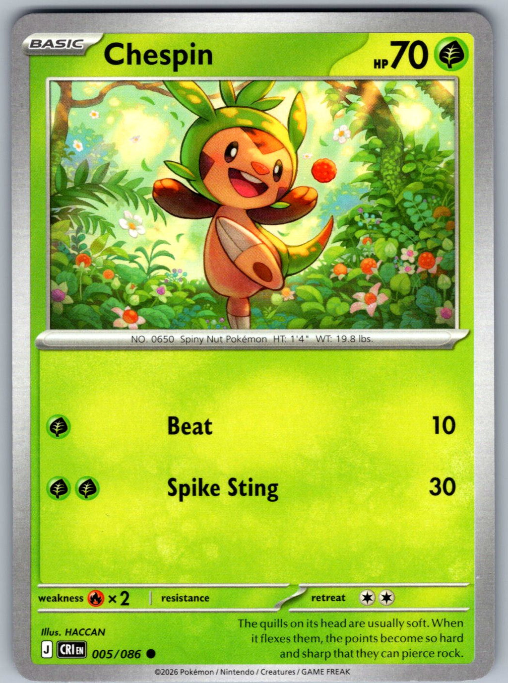 Chespin 005/086 Chaos Rising Pokemon