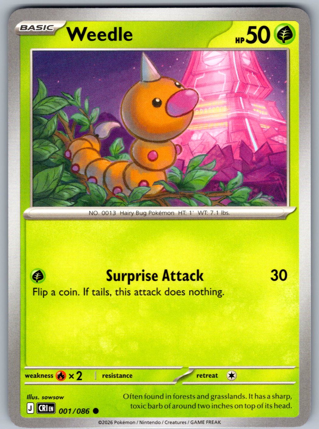 Weedle 001/086 Chaos Rising Pokemon