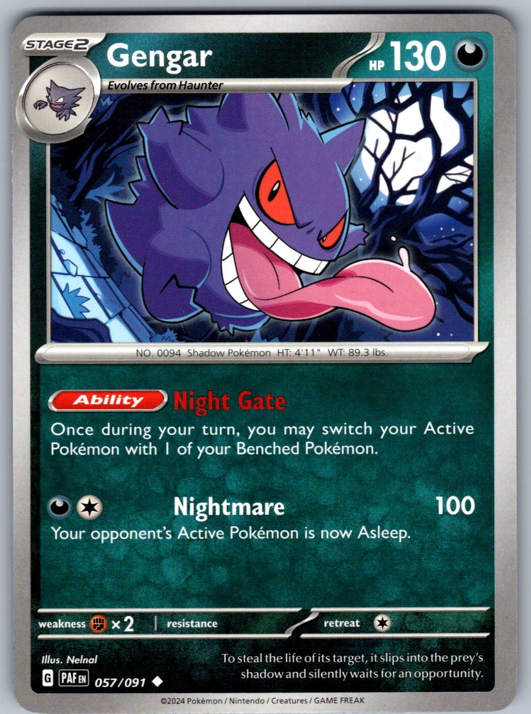 Gengar 057/091 Paldean Fates Pokemon