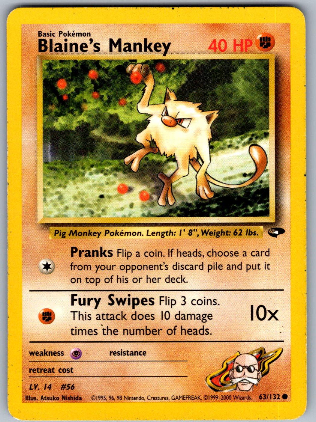 Blaine's Mankey 63/132 Gym Challenge Pokemon Unlimited