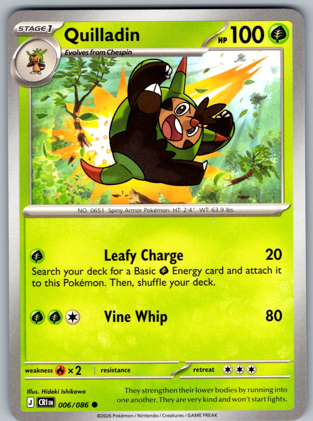 Quilladin 006/086 Chaos Rising Pokemon
