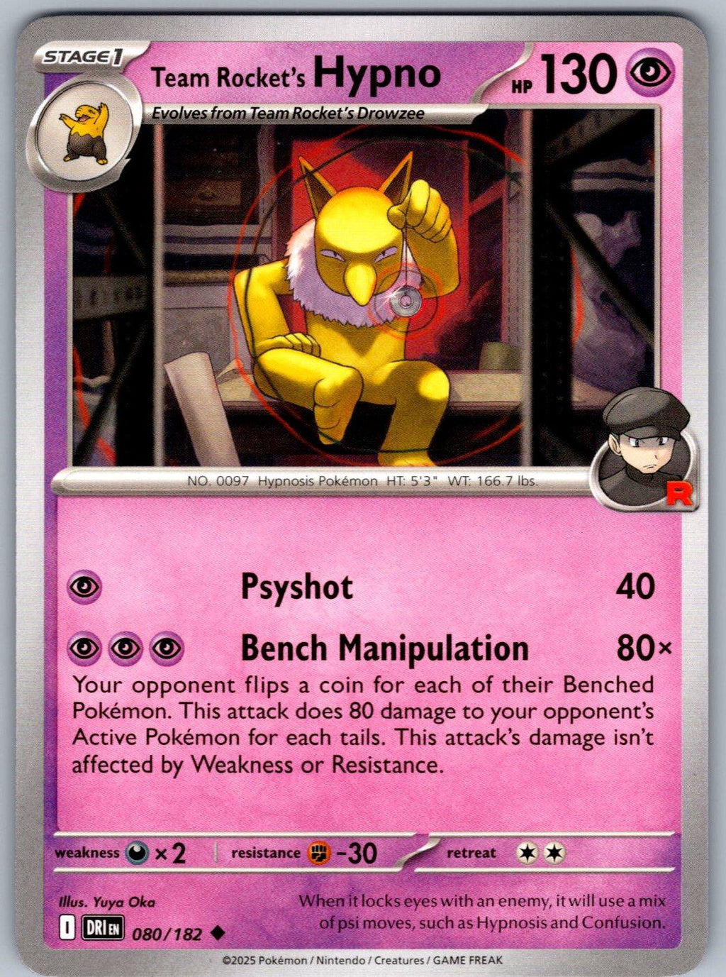 Team Rocket's Hypno 080/182 Destined Rivals Pokemon
