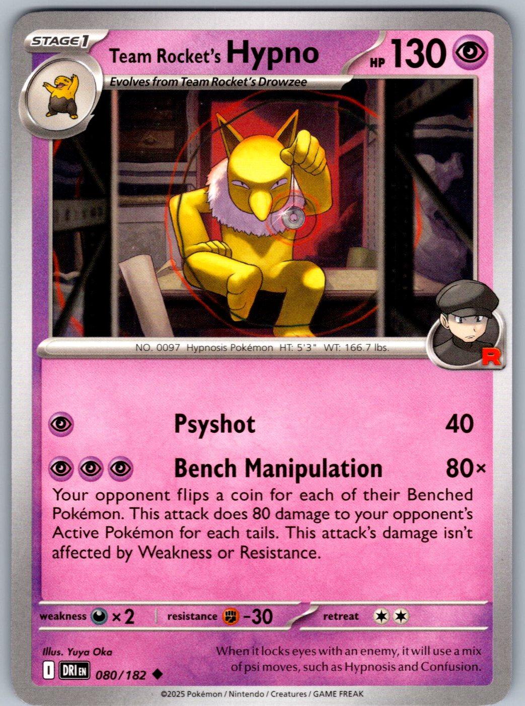 Team Rocket's Hypno 080/182 Destined Rivals Pokemon