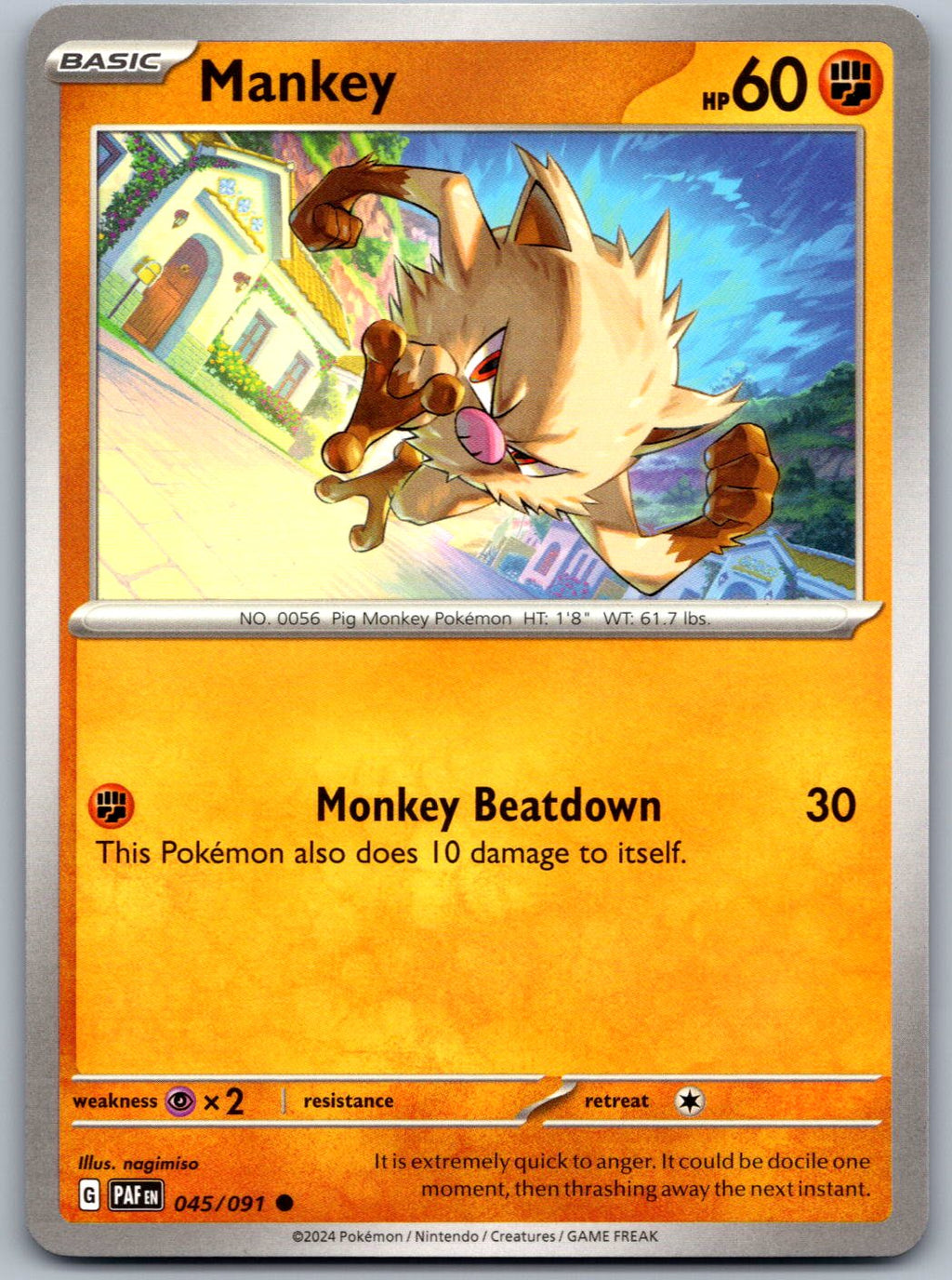Mankey 045/091 Paldean Fates Pokemon