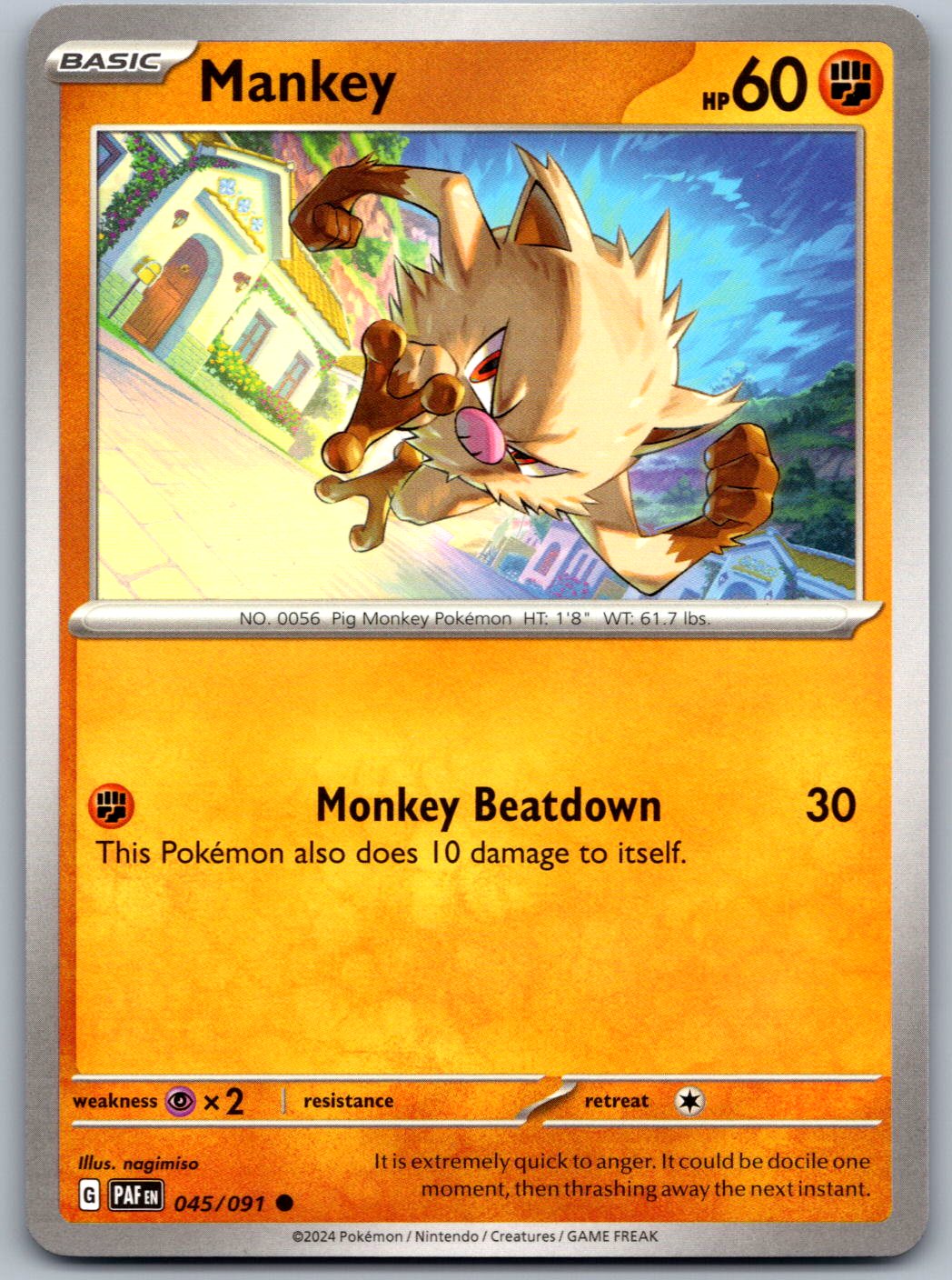 Mankey 045/091 Paldean Fates Pokemon