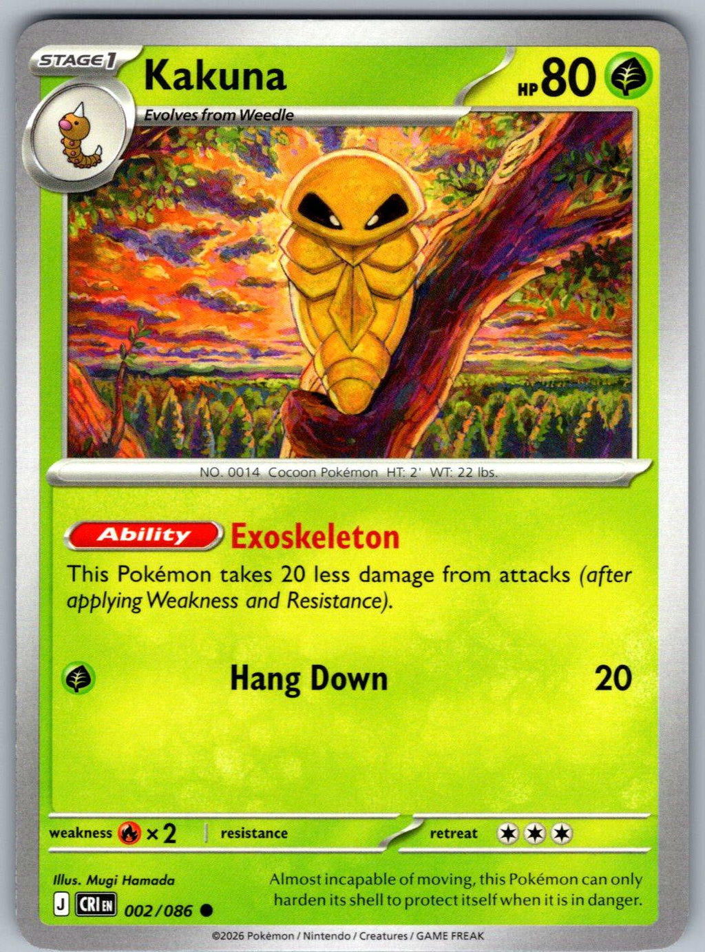 Kakuna 002/086 Chaos Rising Pokemon