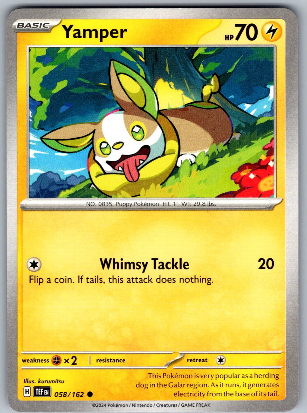 Yamper 058/162 Temporal Forces Pokemon