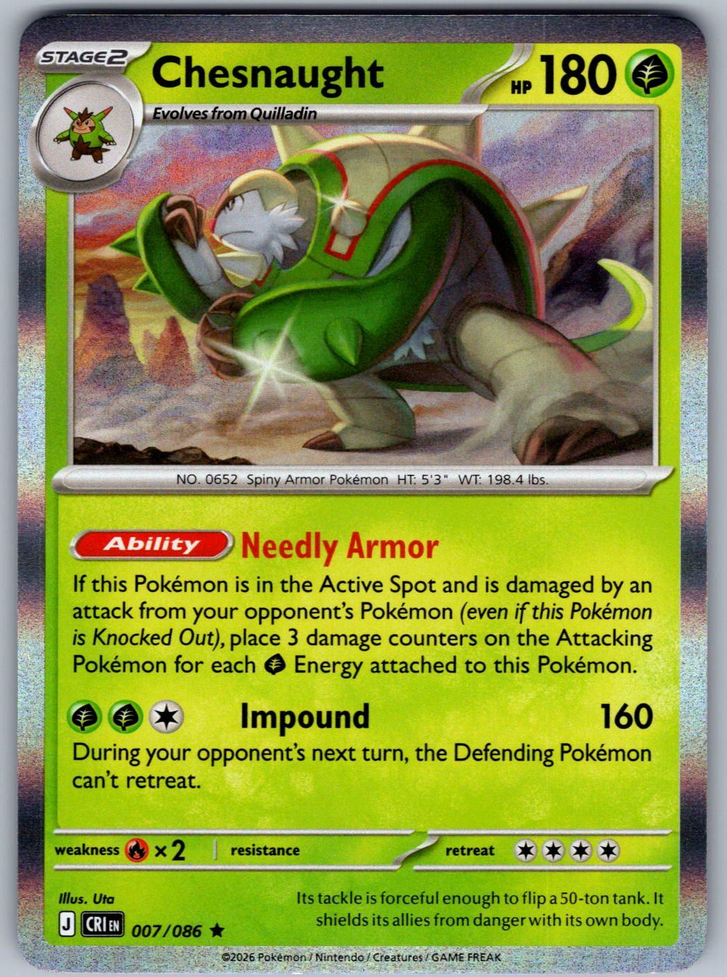 Chesnaught 007/086 Chaos Rising Pokemon Holo