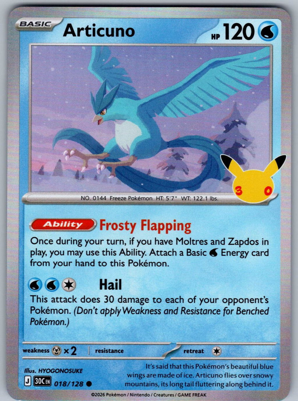 Articuno 018/128 ME: 30th Celebration Pokemon Holo