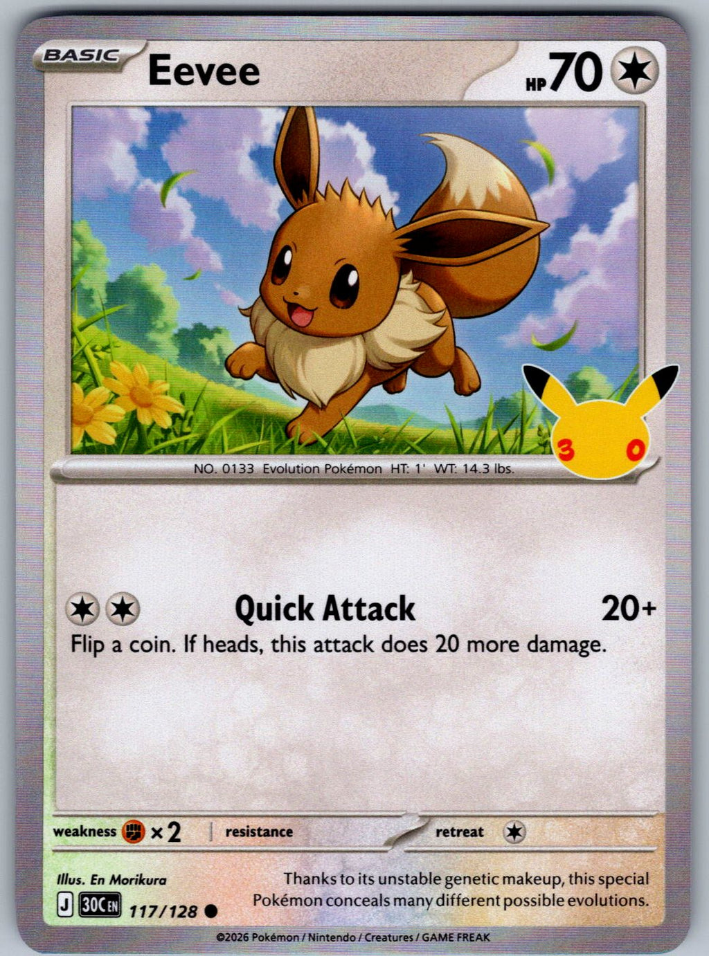 Eevee 117/128 ME: 30th Celebration Pokemon Holo