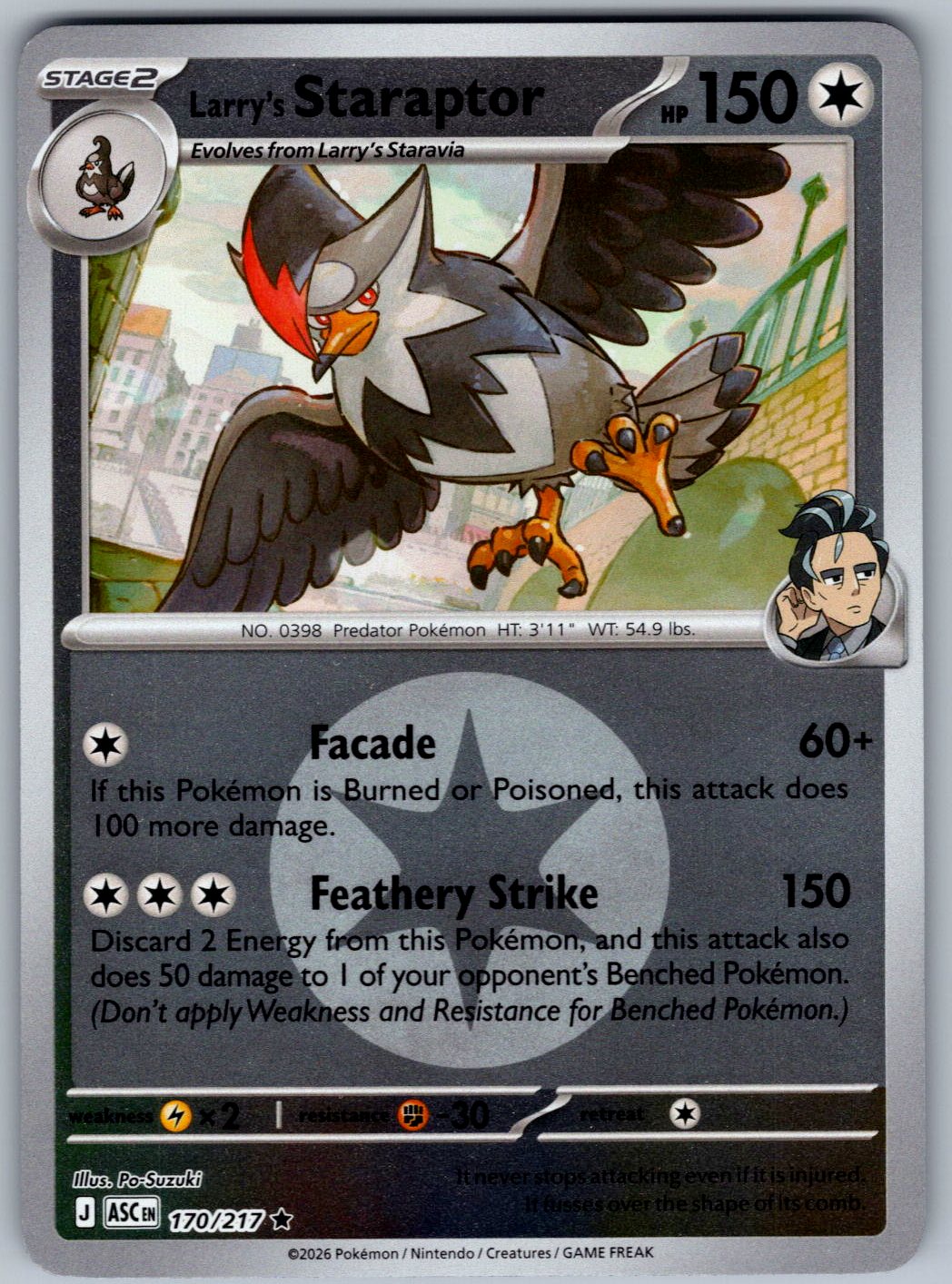 Larry's Staraptor (Energy Symbol) 170/217 Ascended Heroes Pokemon Reverse Holo