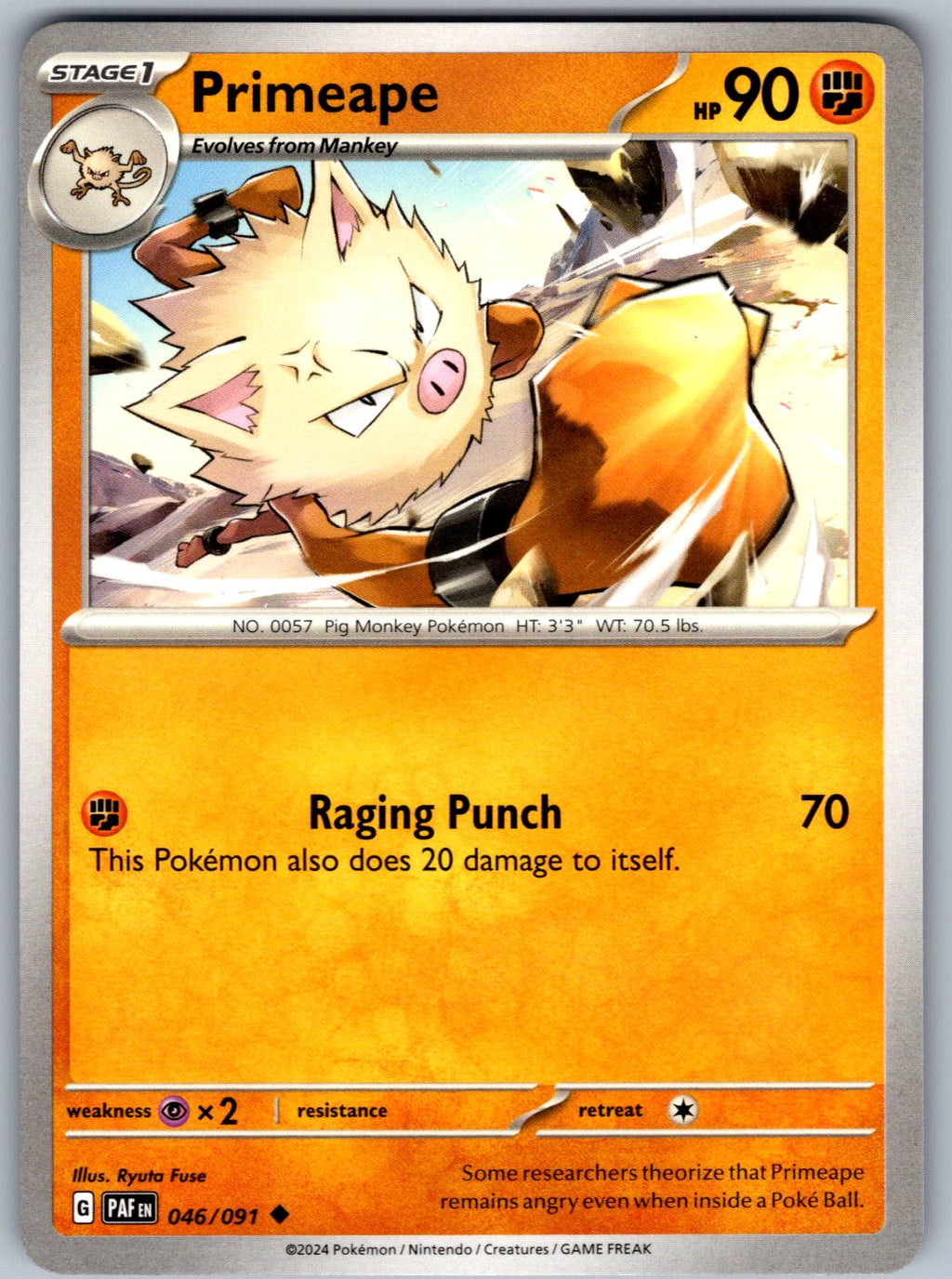 Primeape 046/091 Paldean Fates Pokemon