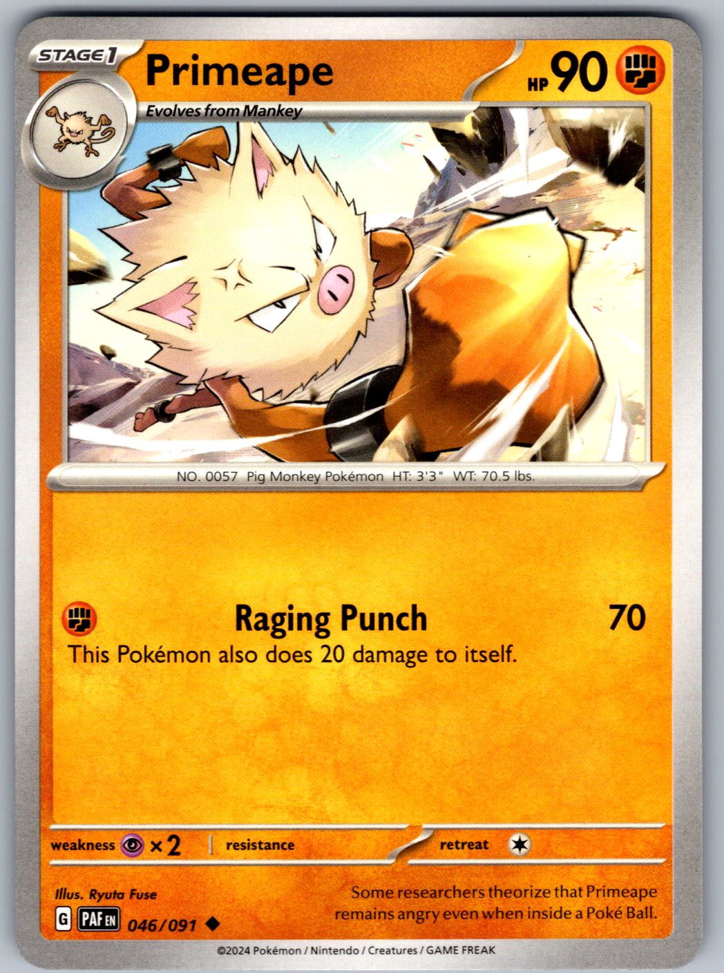 Primeape 046/091 Paldean Fates Pokemon