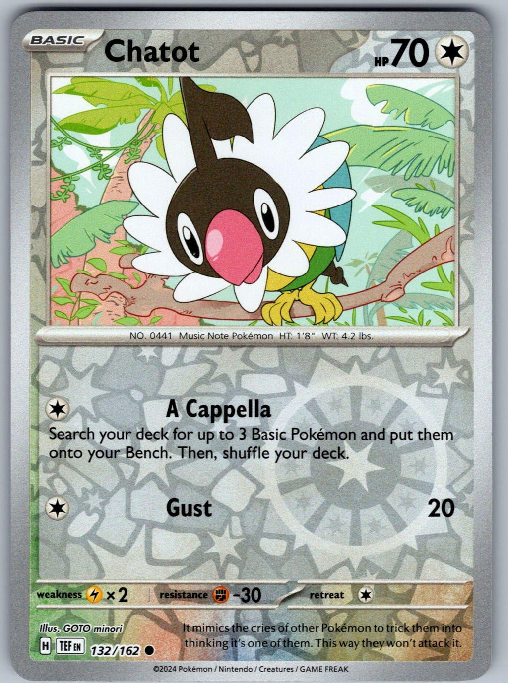 Chatot 132/162 Temporal Forces Pokemon Reverse Holo
