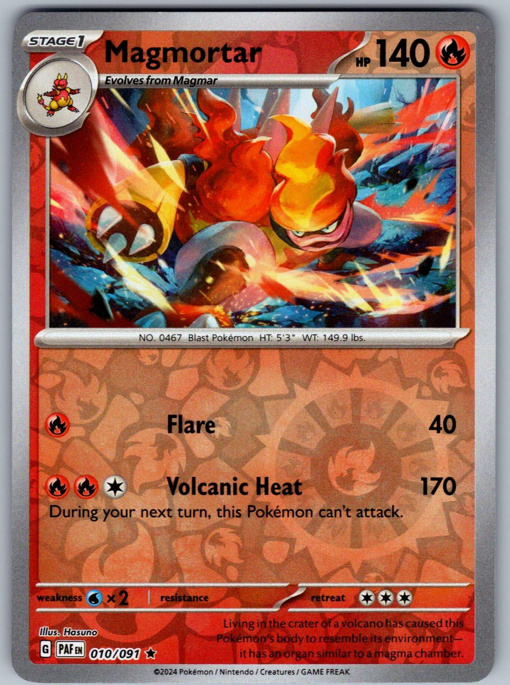Magmortar 010/091 Paldean Fates Pokemon Reverse Holo