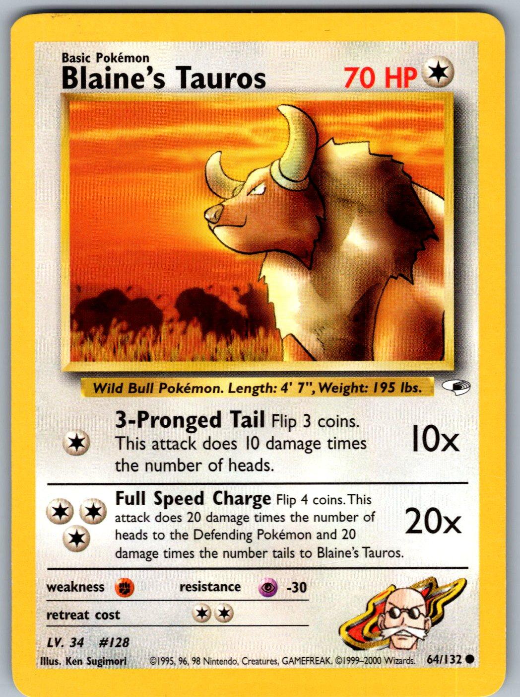 Blaine's Tauros 64/132 Gym Heroes Pokemon Unlimited