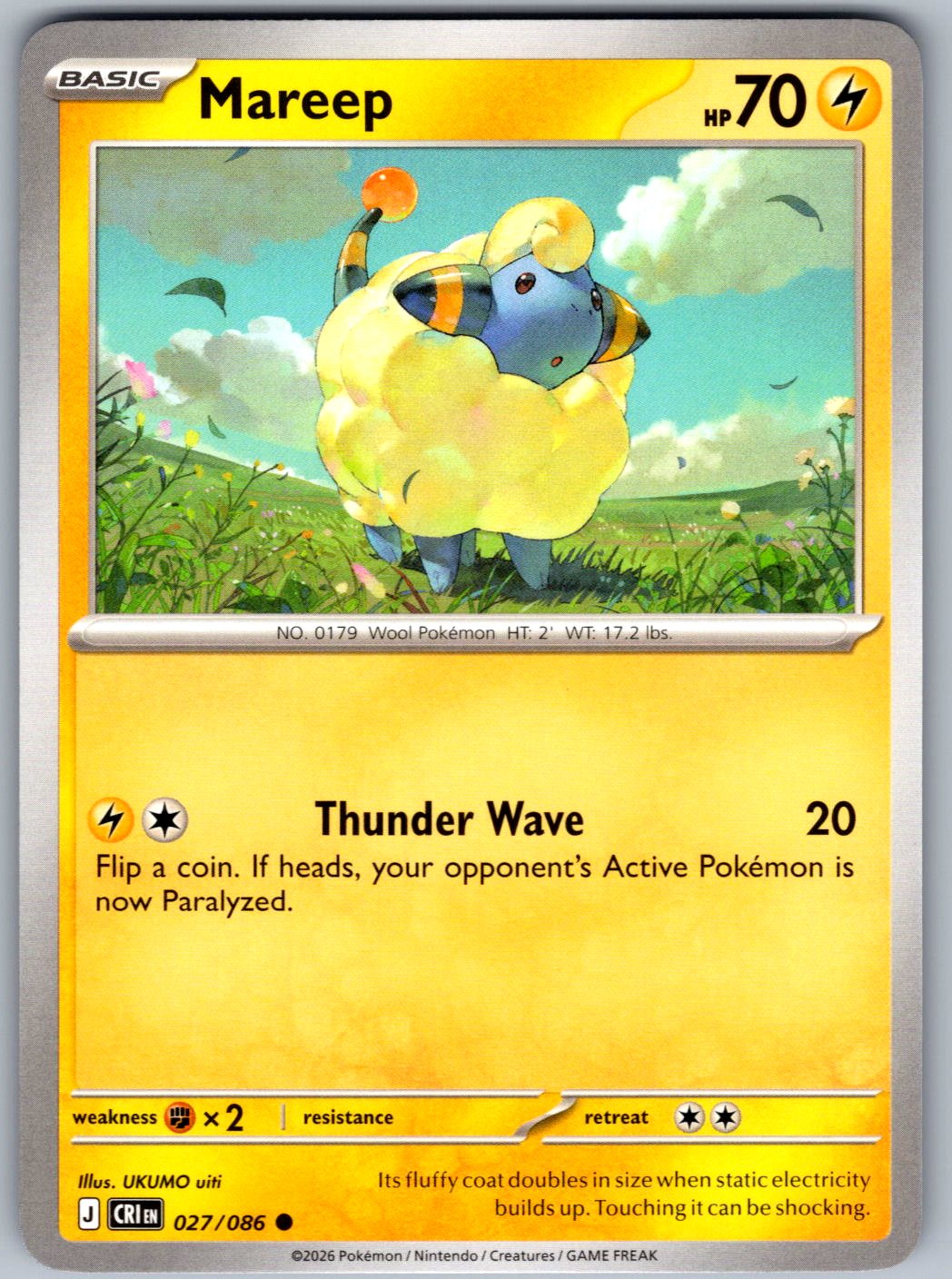 Mareep 027/086 Chaos Rising Pokemon