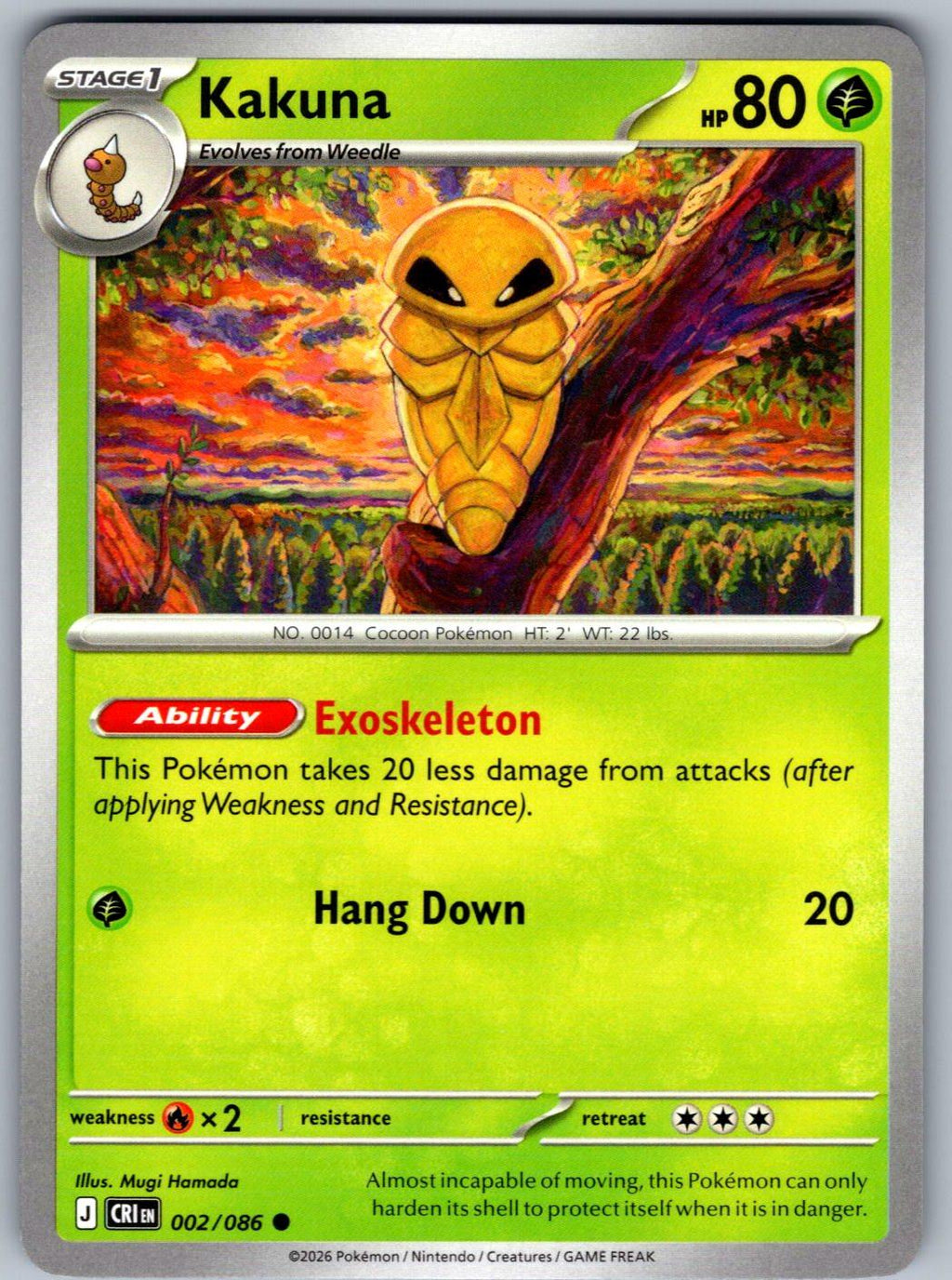 Kakuna 002/086 Chaos Rising Pokemon