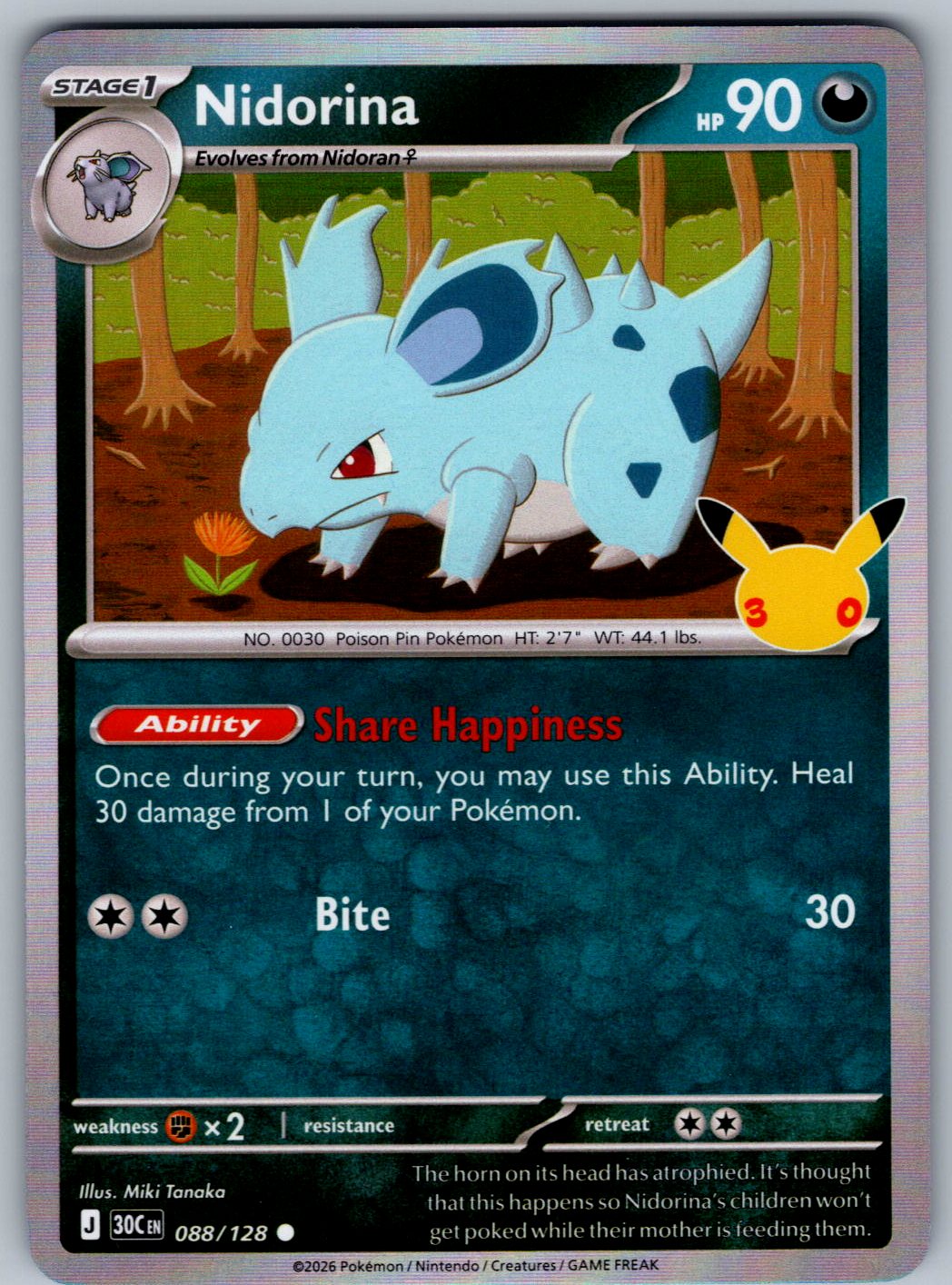 Nidorina 088/128 ME: 30th Celebration Pokemon Holo