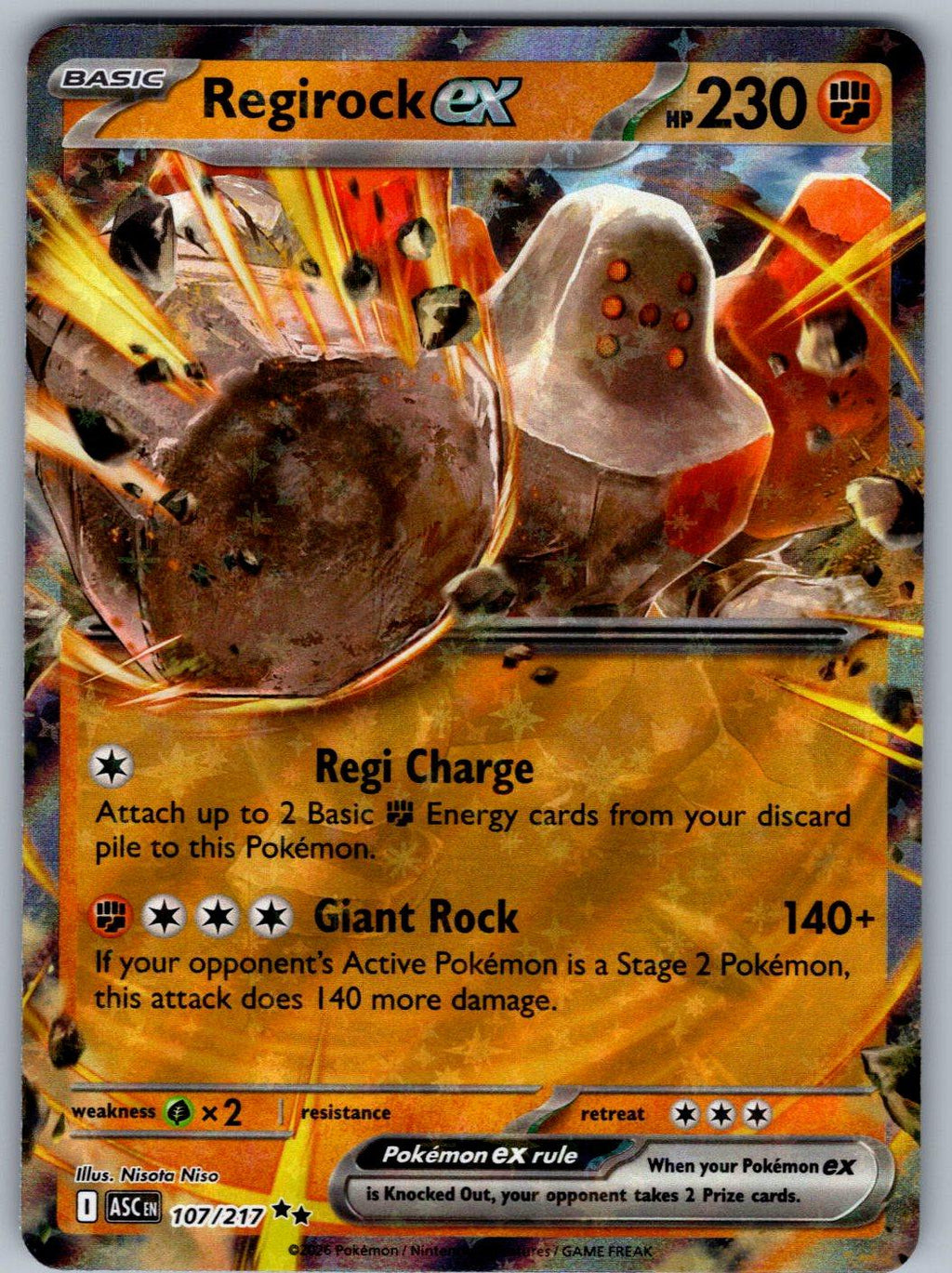 Regirock ex 107/217 Ascended Heroes Pokemon Holo