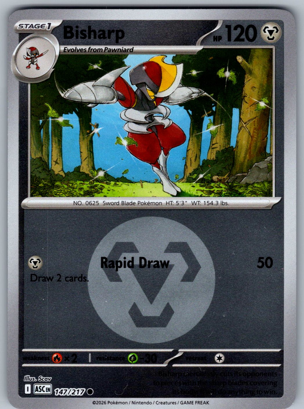 Bisharp (Energy Symbol Pattern) 147/217 Ascended Heroes Pokemon Reverse Holo