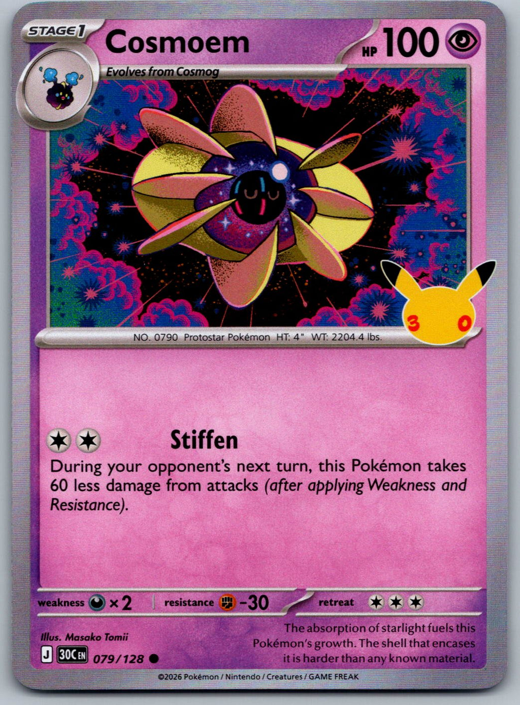 Cosmoem 079/128 ME: 30th Celebration Pokemon Holo